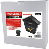 Neilsen Wall Mounted Mail Letter Box Lockable Black Steel Post Mailbox Postbox